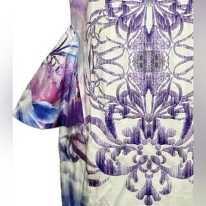 NWT - Kuku Midnight Jungle Peplum Mini Dress White Multicolor Size 8 US